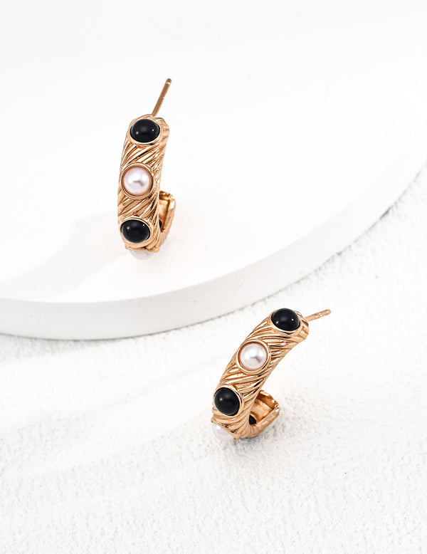 ✨ Gothic Elegance: S925 Sterling Silver & Black Enamel Earrings ✨